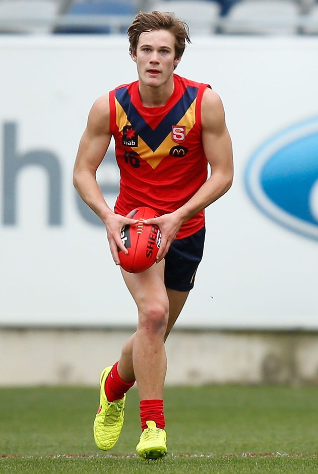 AFL 2015 Under 18 - Vic C v SA GEELONG, AUSTRALIA - JUNE 26: Jonty Scharenberg of South Australia during the 2015 AFL Under 18 match between Vic Country and South Australia at Simonds Stadium, Geelong on June 26, 2015. (Photo by Adam Trafford/AFL Media)